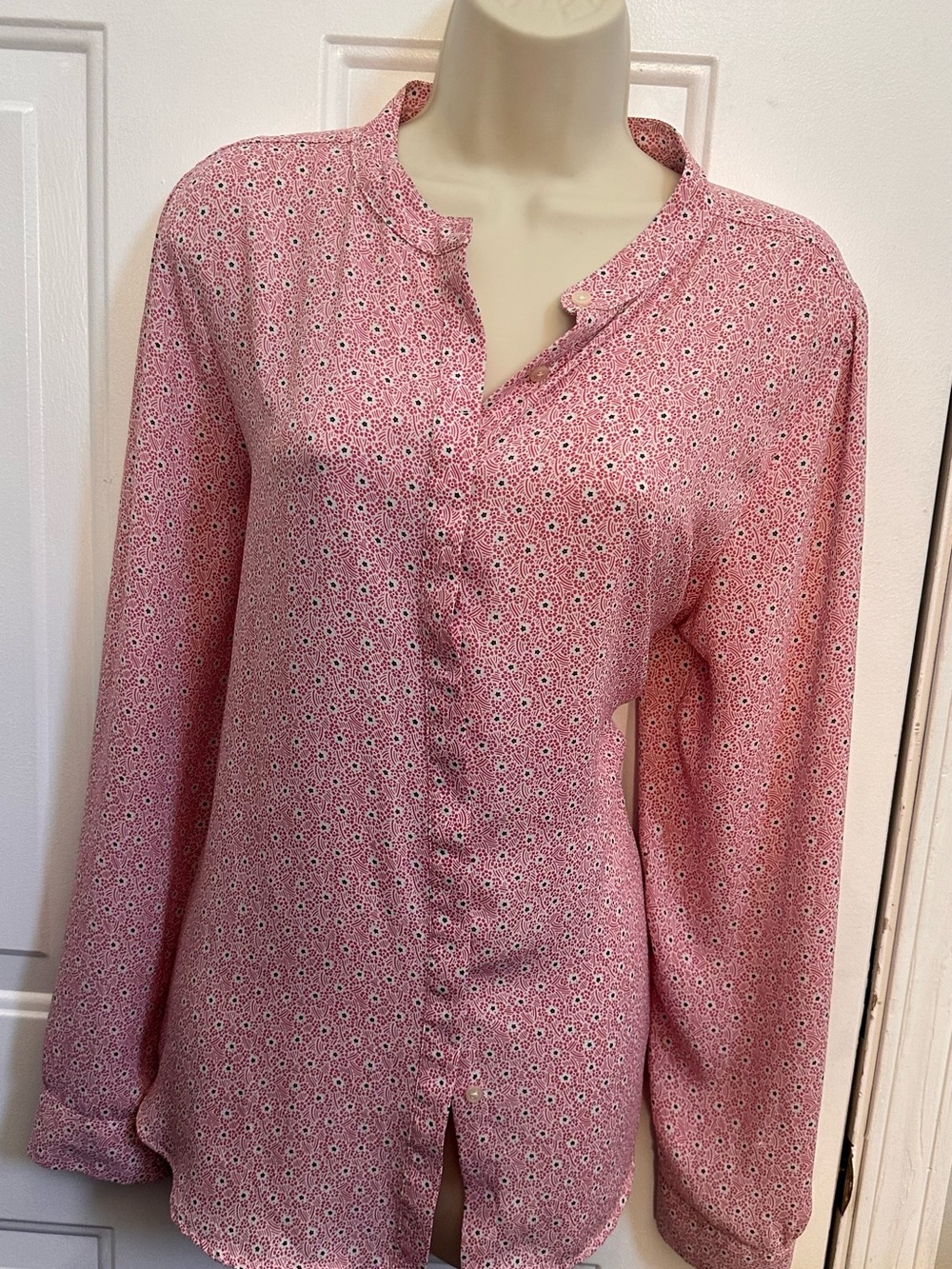 LOFT Pink Floral-Print Button Down Blouse